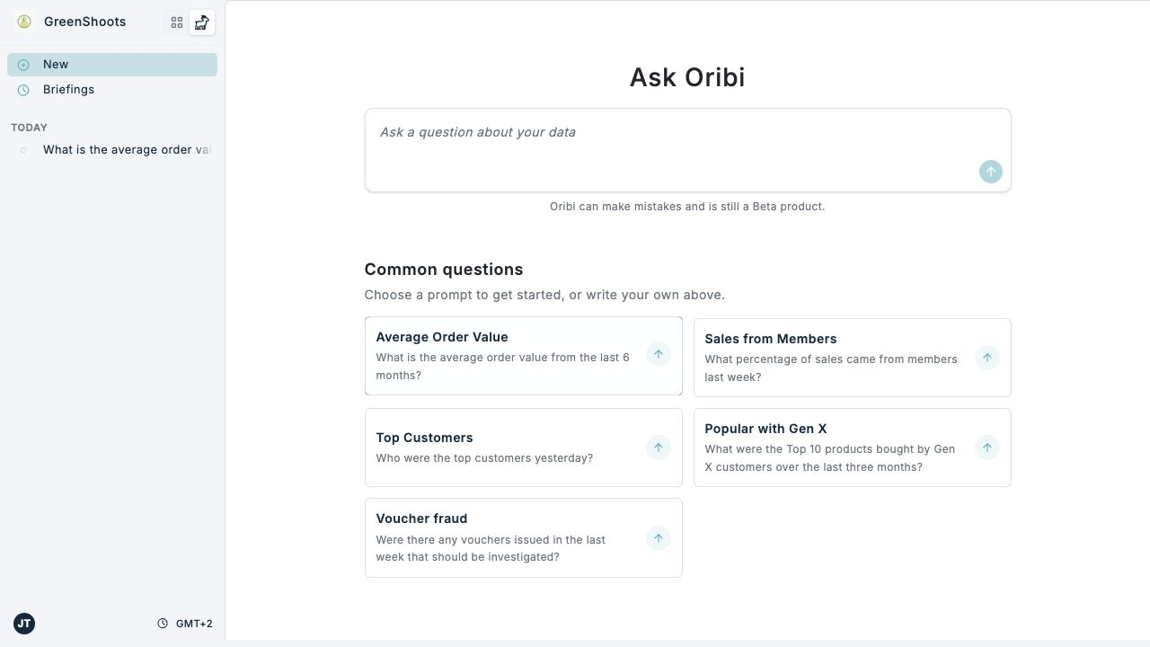 Starting a new Oribi conversation in Spaaza Console