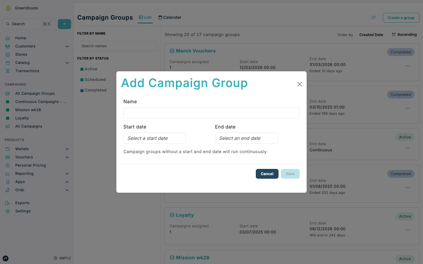 Create and edit campaign groups in Spaaza Console