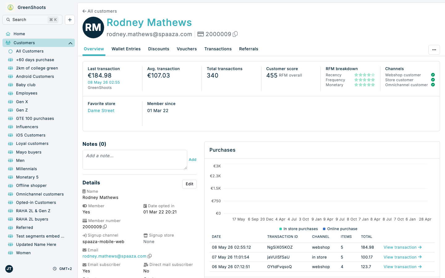 Create and edit customers in Spaaza Console