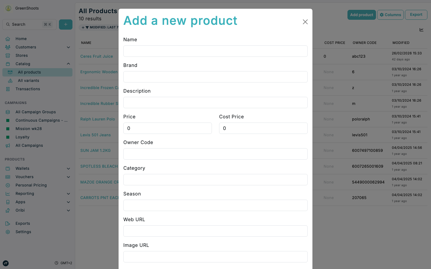 Create and edit products in Spaaza Console
