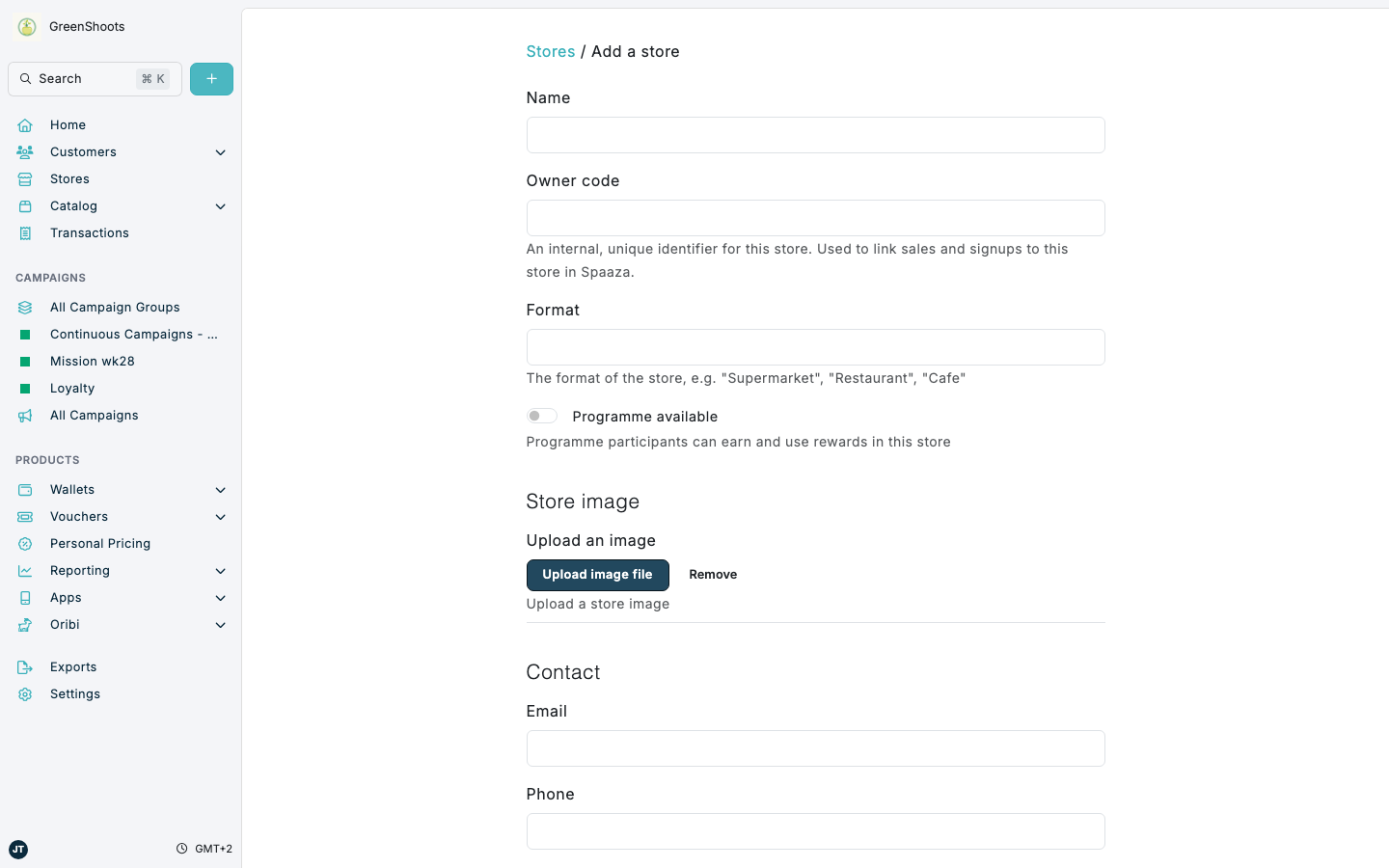 Create and edit stores in Spaaza Console