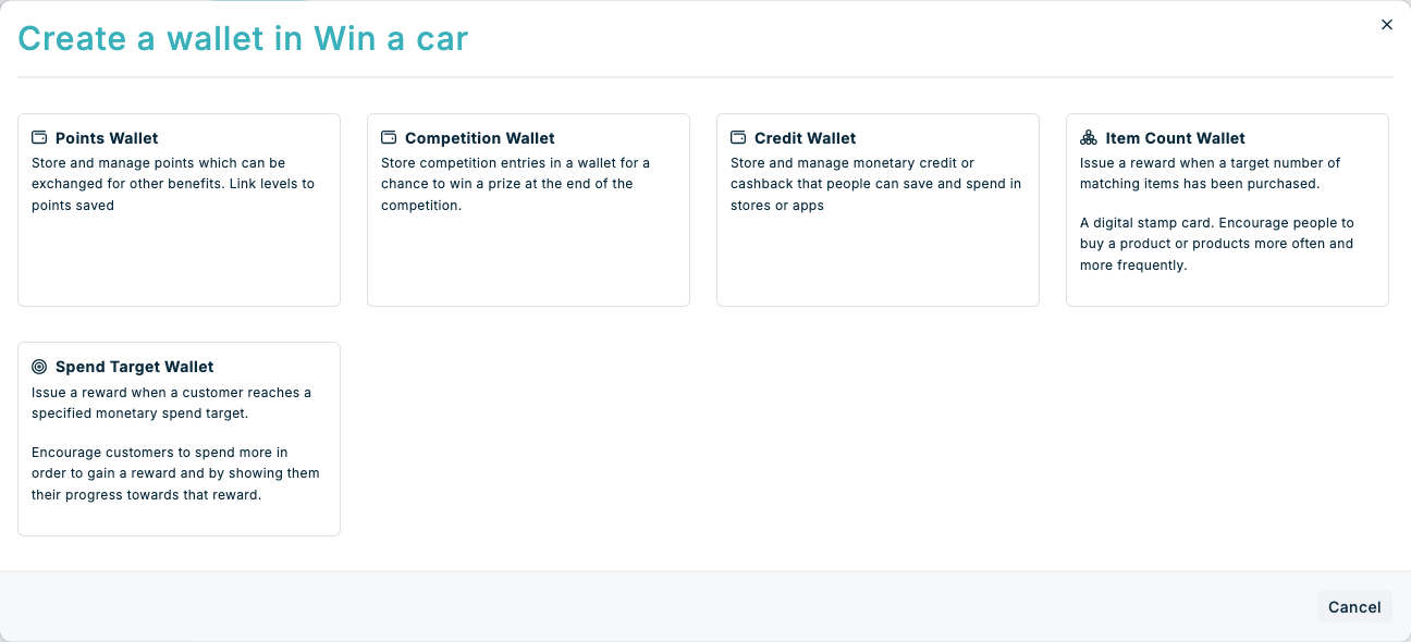 Creating and editing wallets in Spaaza Console