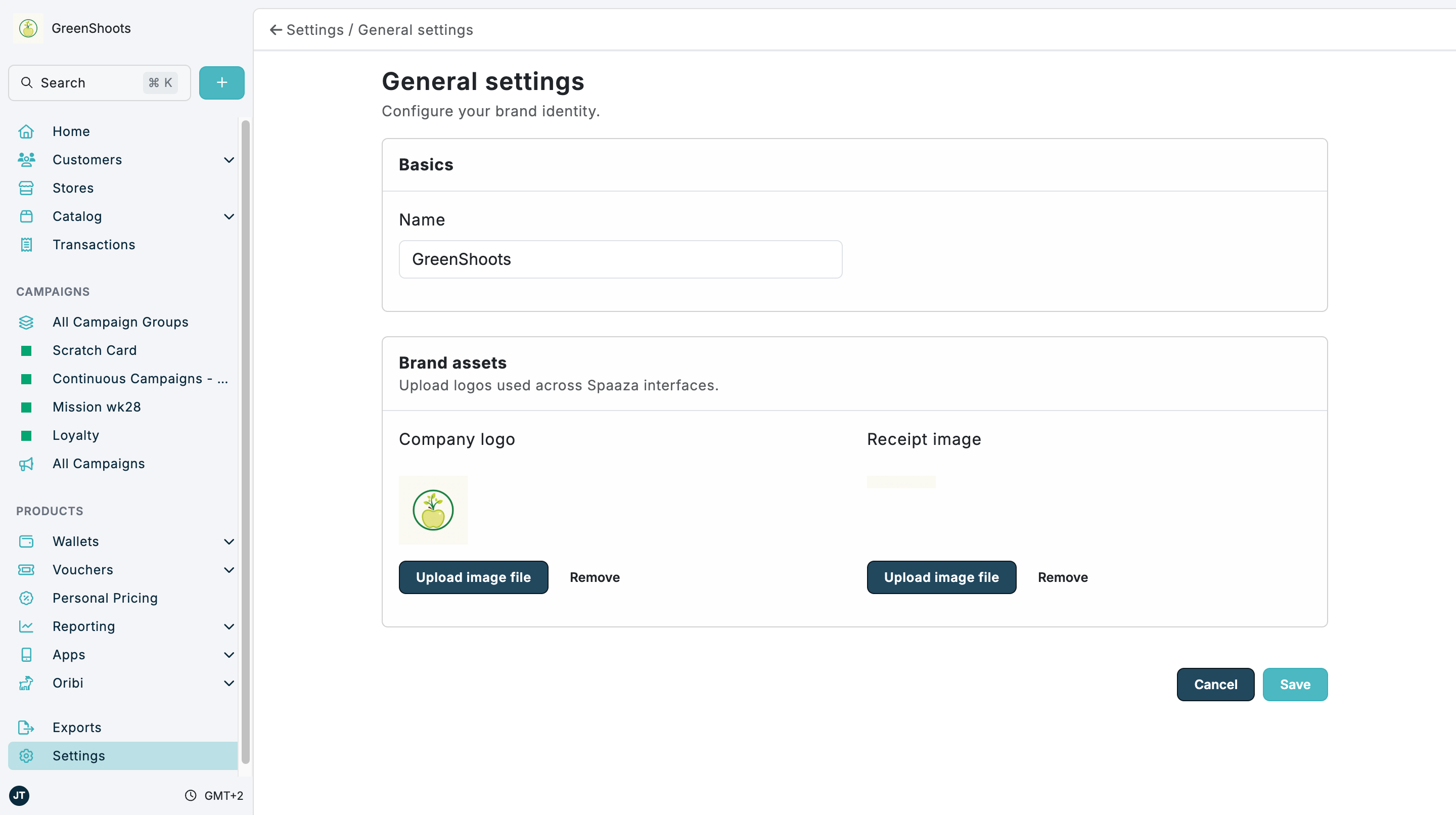 General settings in Spaaza Console