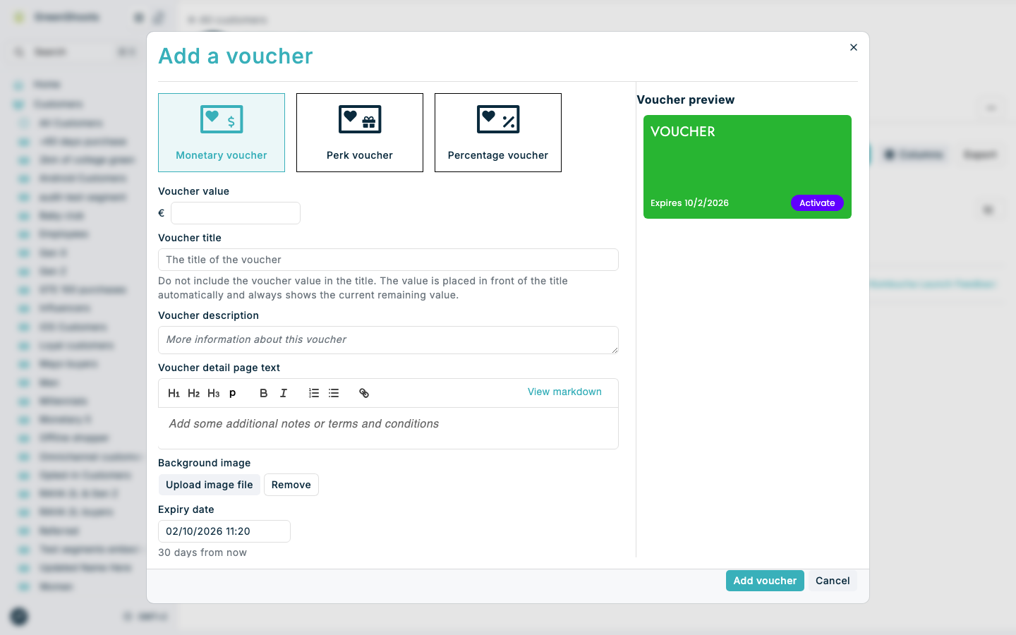 Adding a voucher to a single customer in Spaaza Console
