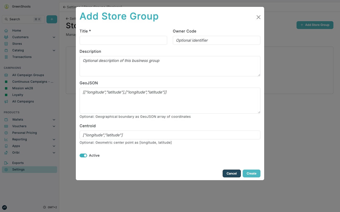 Add Store Group in Spaaza Console