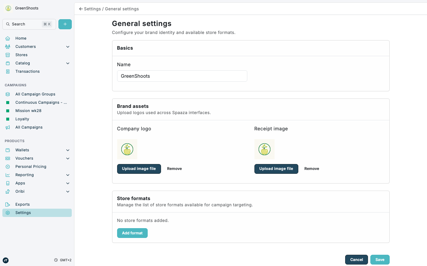 Manage store formats and regions in Spaaza Console