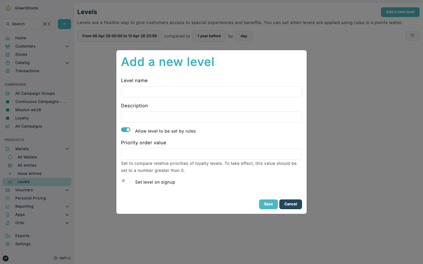 Adding a loyalty level in Spaaza Console
