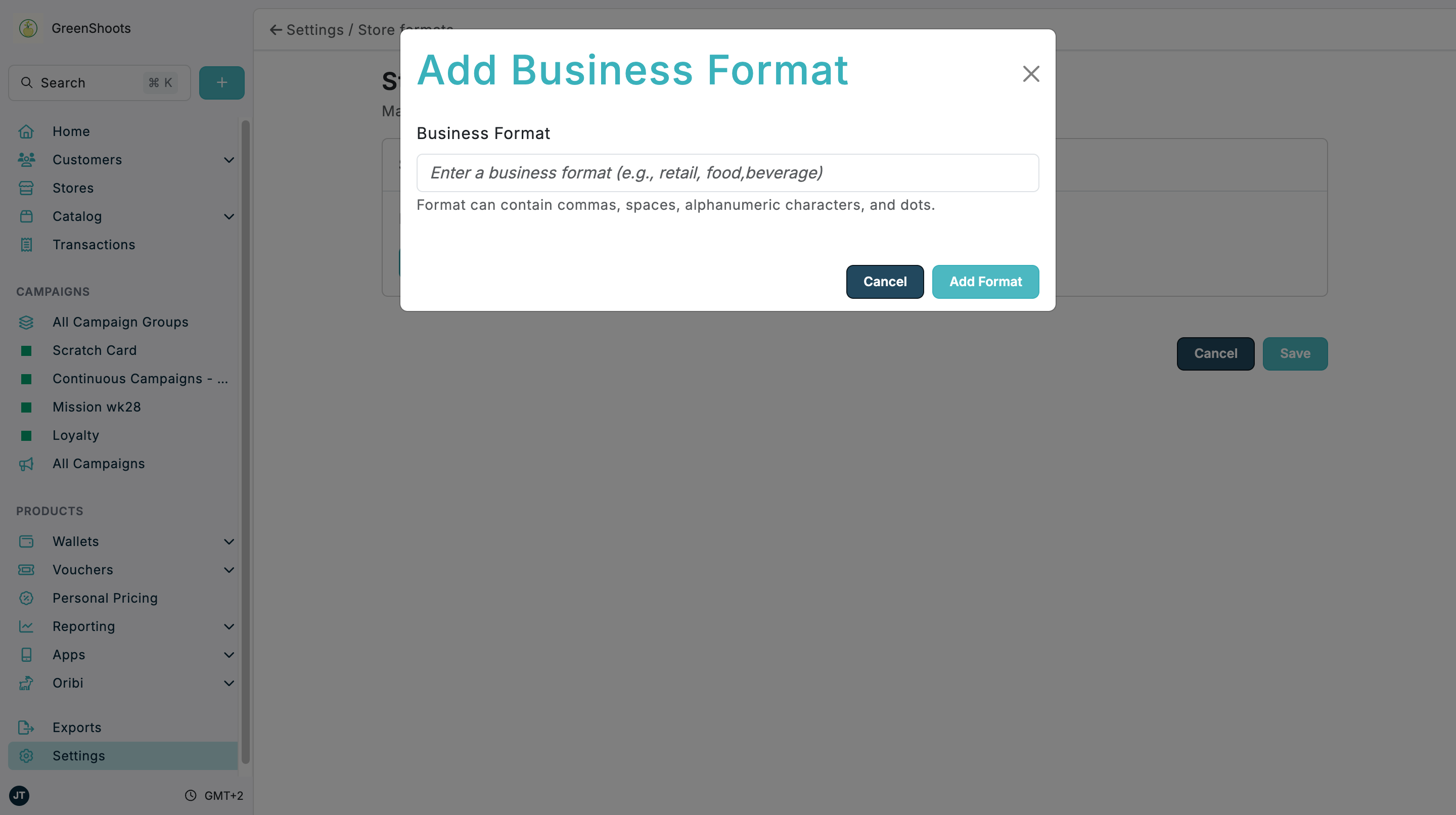 Add Business Format in Spaaza Console Add Business Format in Spaaza Console