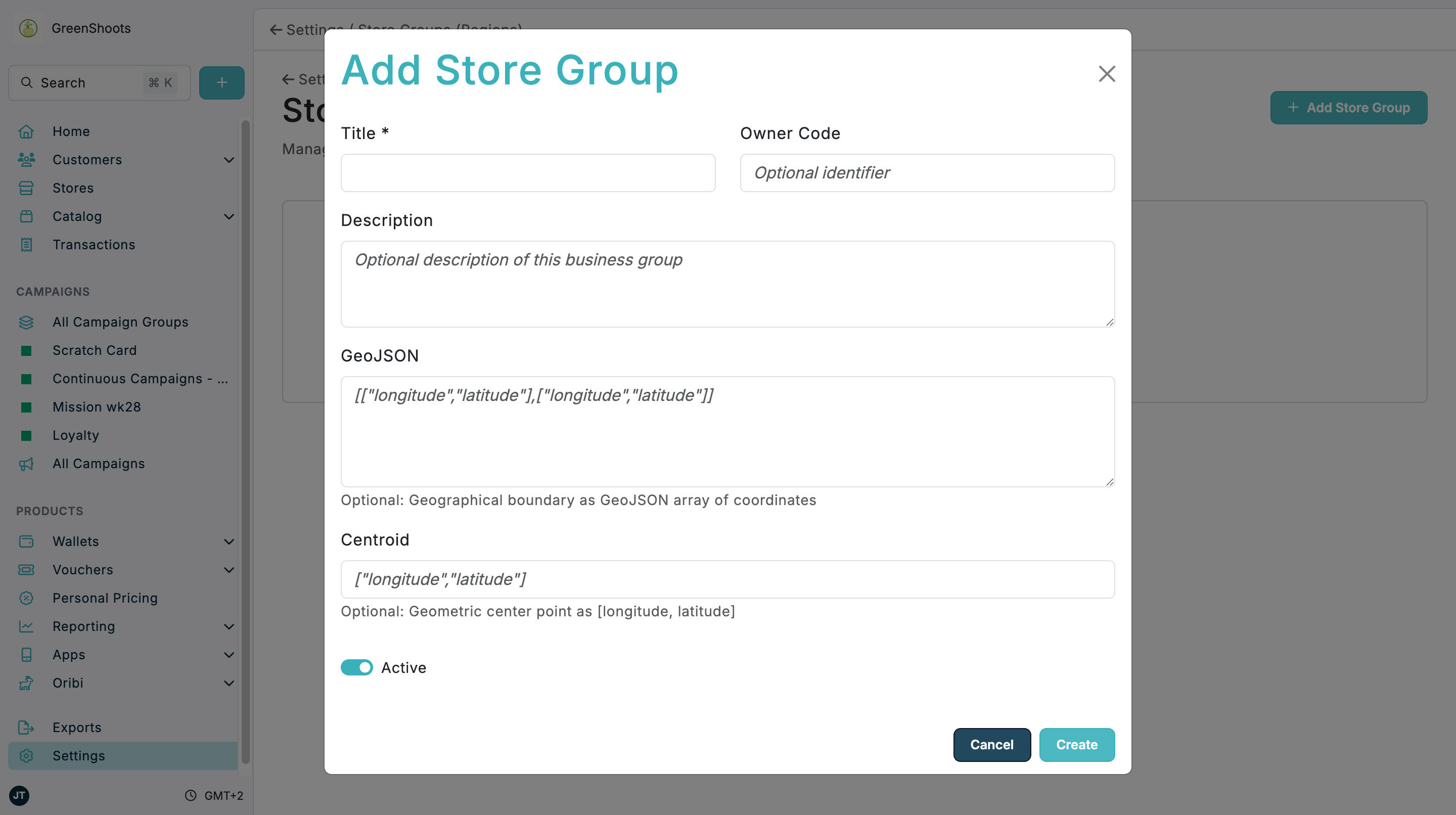 Add Store Group in Spaaza Console