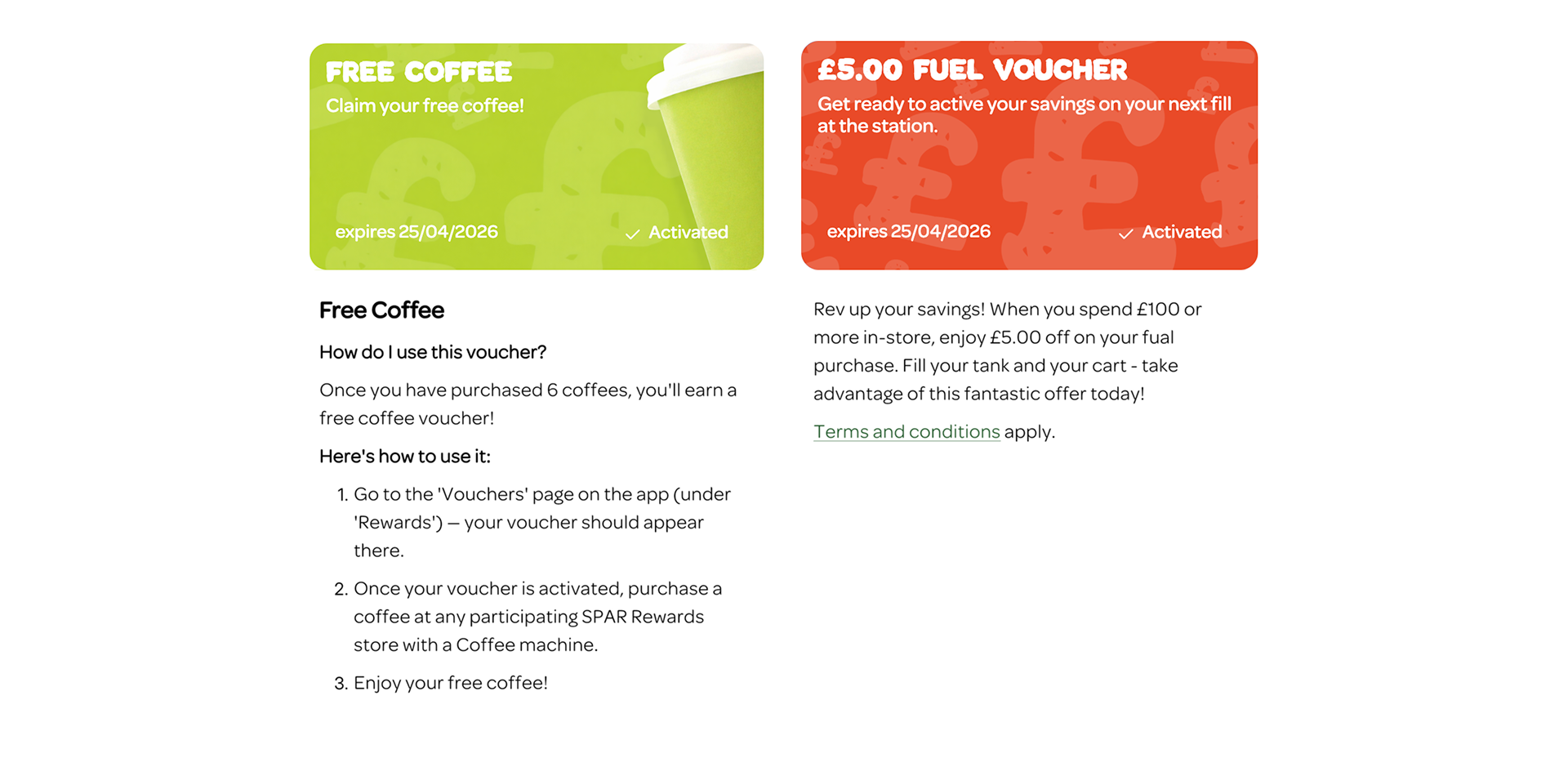 Voucher detail page